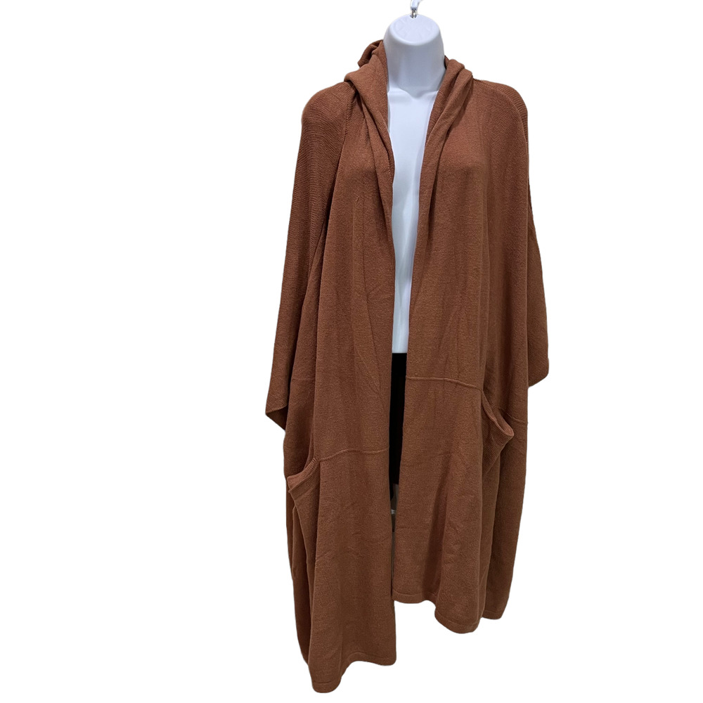 Felina NEW Sweater-Knit Hooded Wrap - Cape -Size L/XL - Butterscotch Sweater